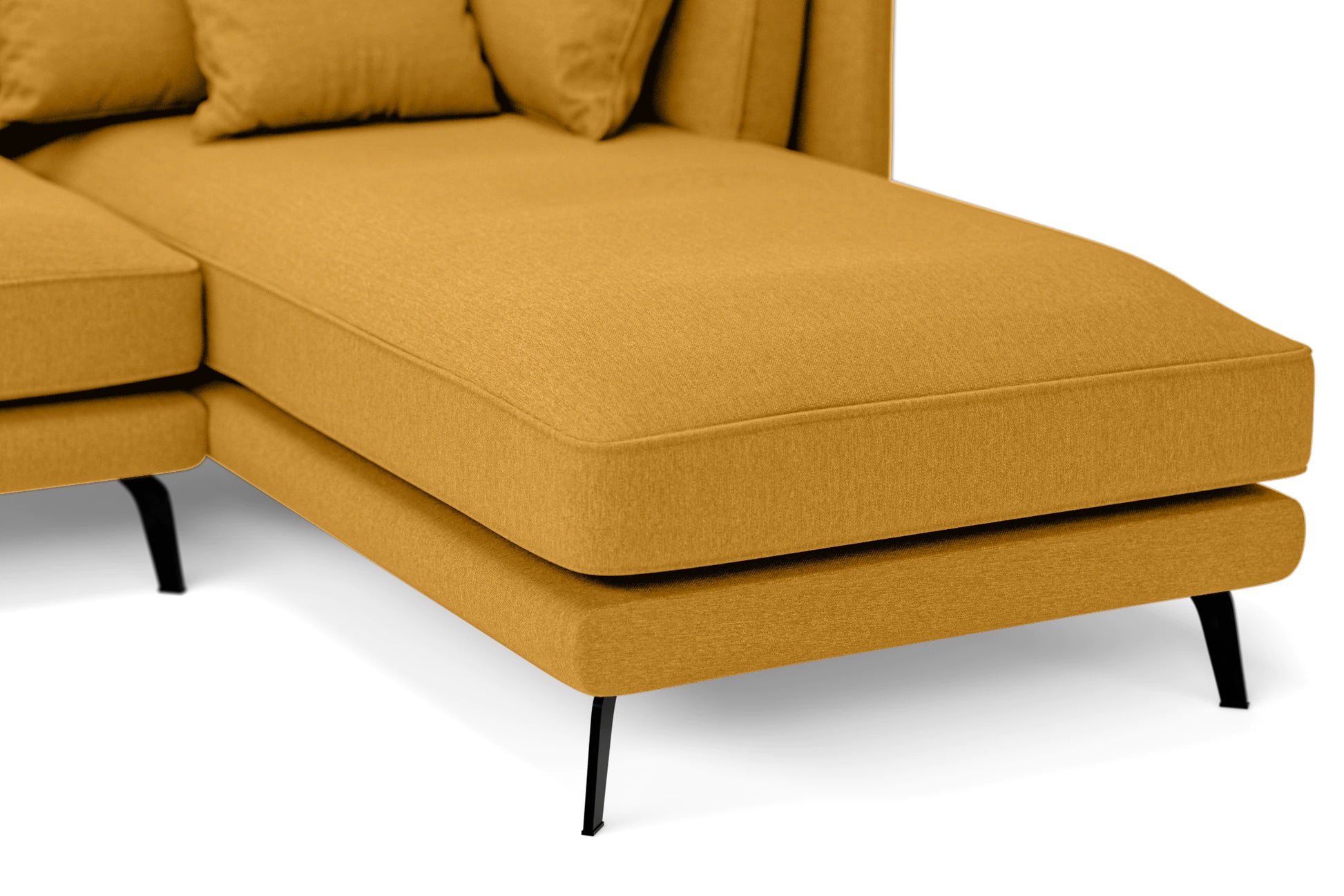 Velletri 4 Seater Right Hand Facing Chaise Lounge Corner Sofa Yellow Linen Fabric