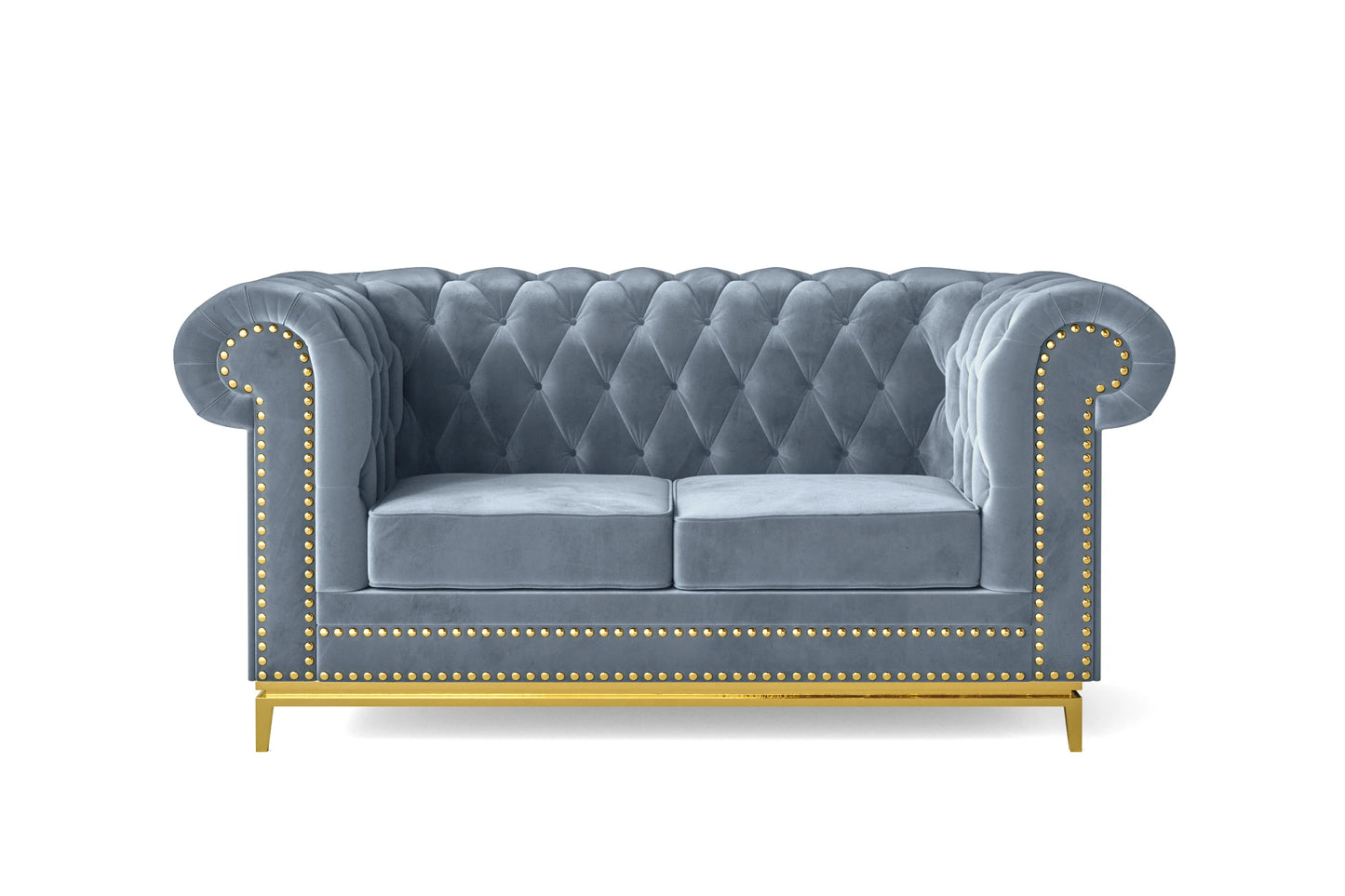 Venice 2 Seater Sofa Baby Blue Velvet