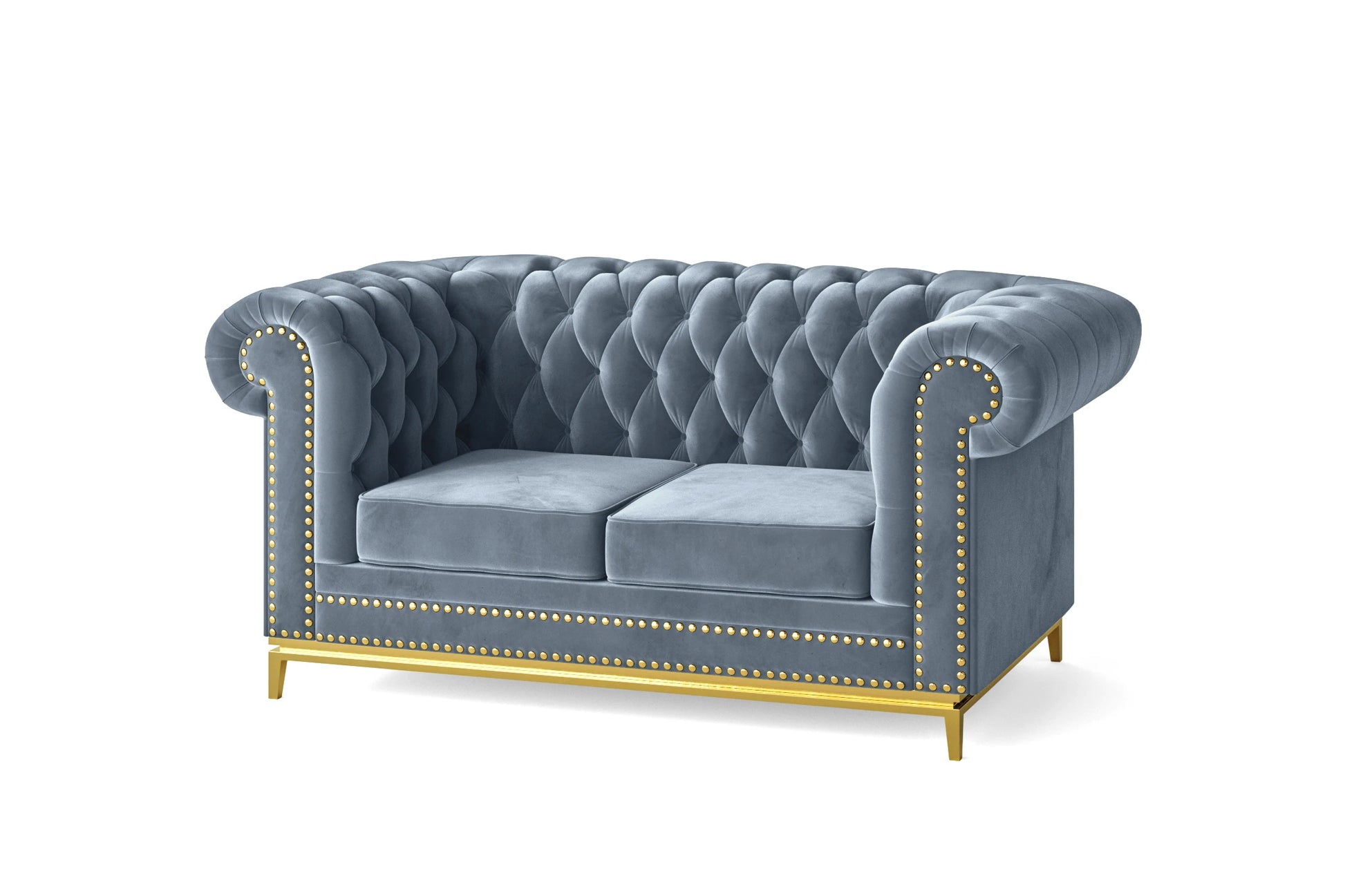 Venice 2 Seater Sofa Baby Blue Velvet