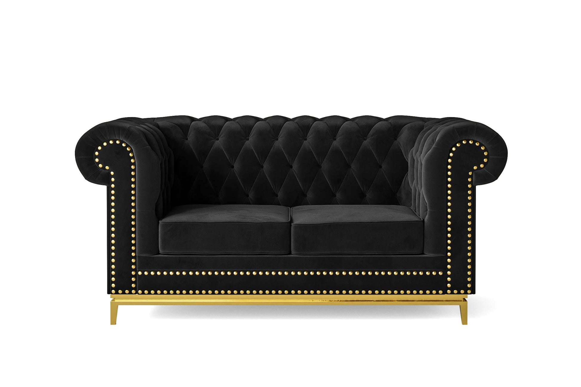 Venice 2 Seater Sofa Black Velvet