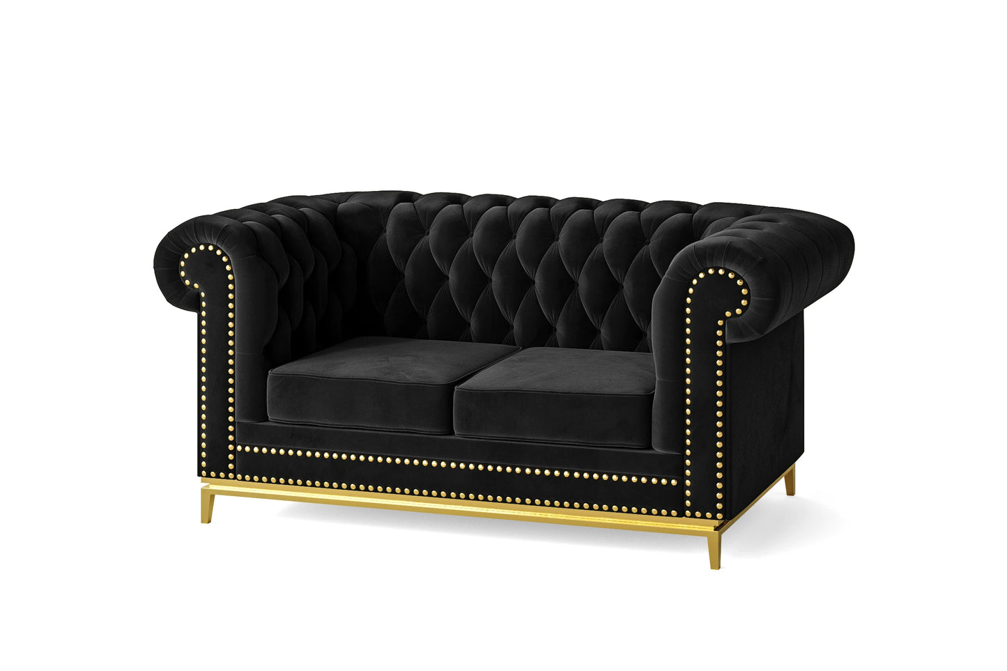 Venice 2 Seater Sofa Black Velvet