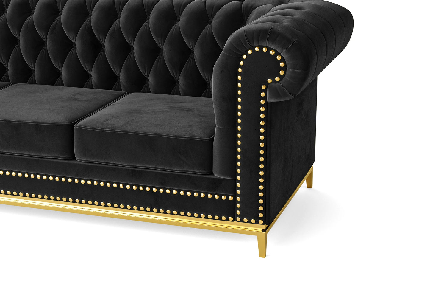 Venice 2 Seater Sofa Black Velvet