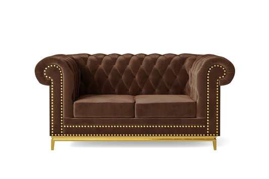 Venice 2 Seater Sofa Coffee Brown Velvet