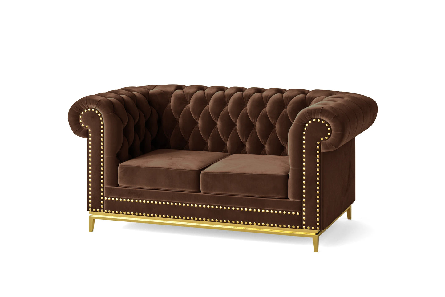 Venice 2 Seater Sofa Coffee Brown Velvet