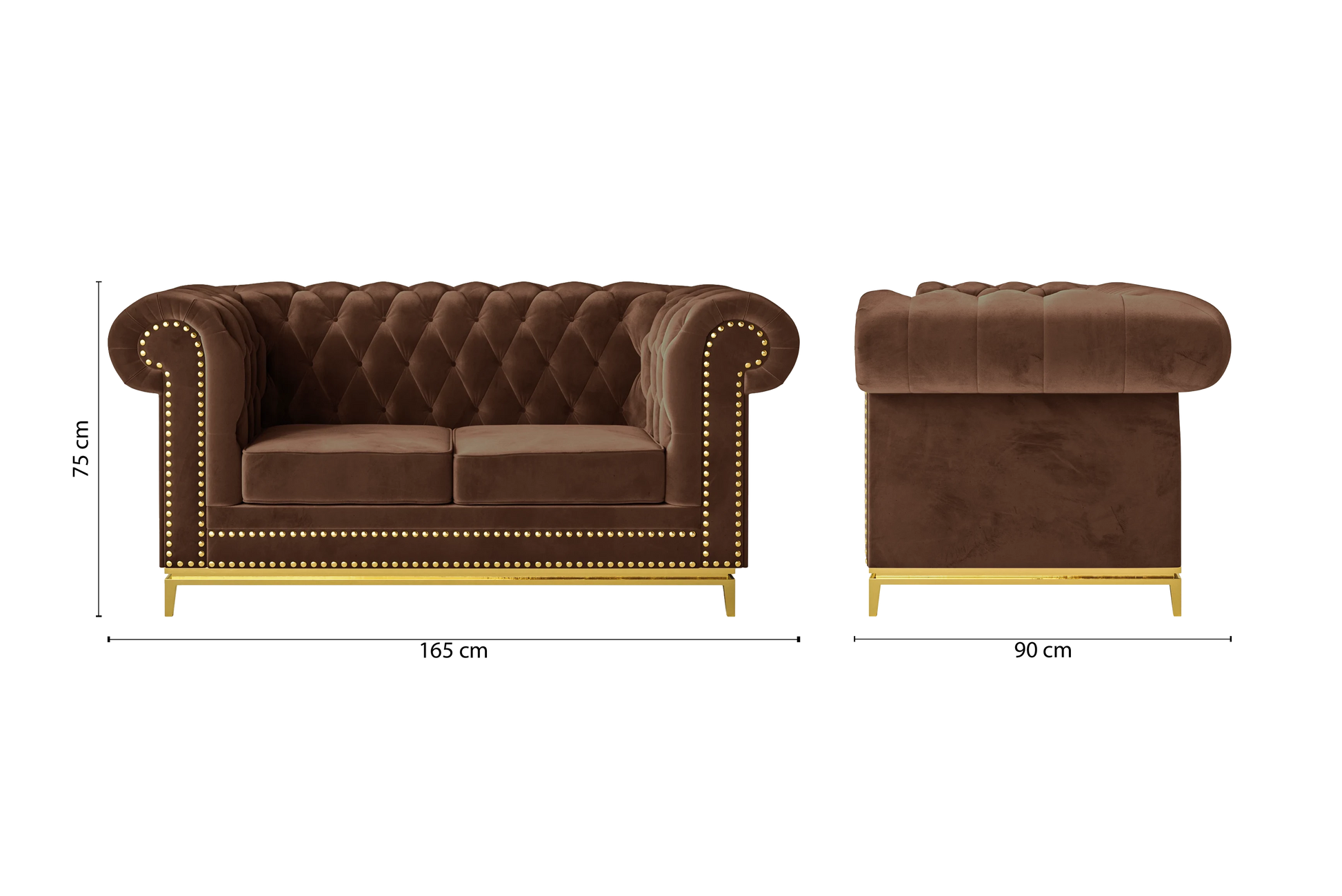 Venice 2 Seater Sofa Coffee Brown Velvet