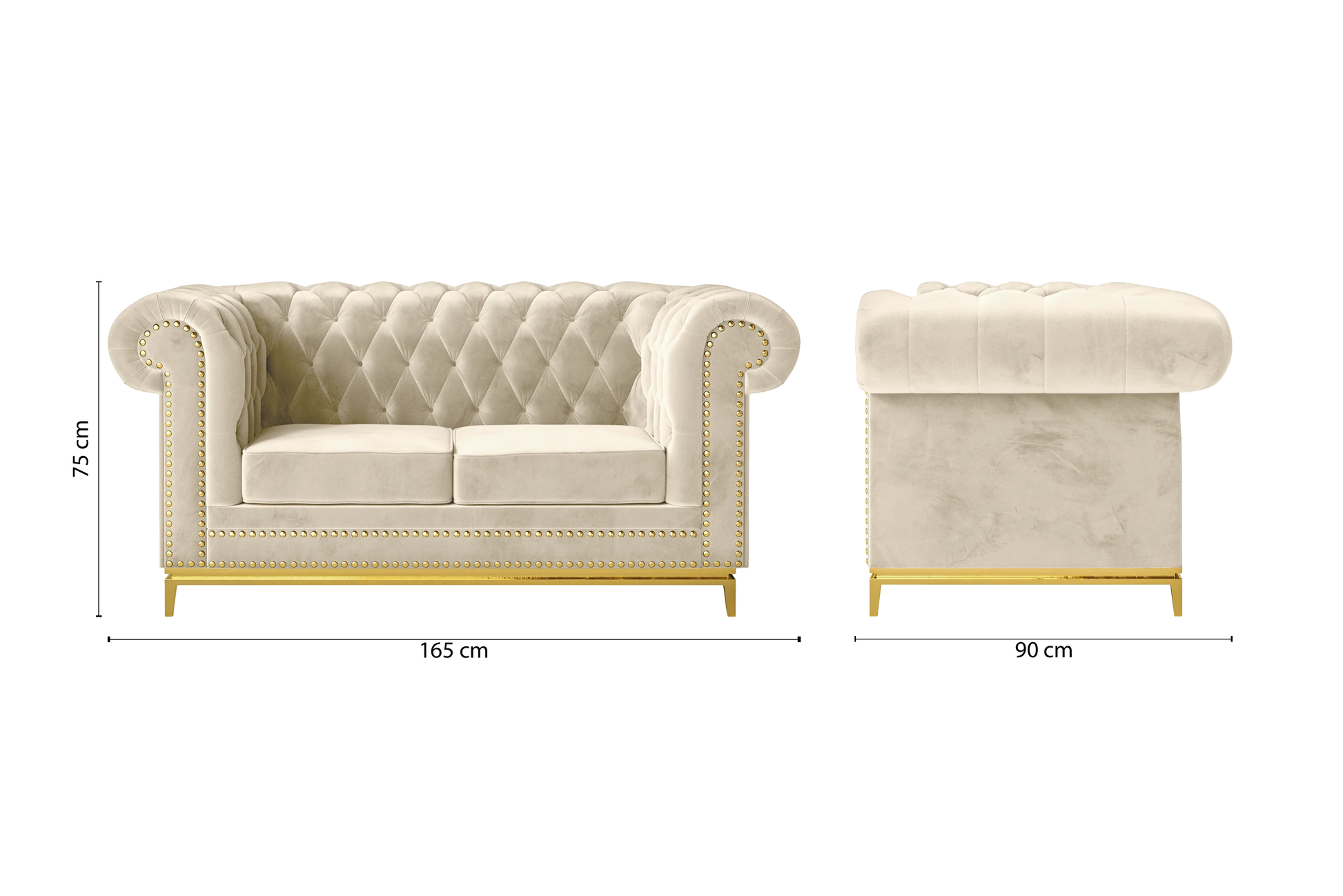 Venice 2 Seater Sofa Cream Velvet