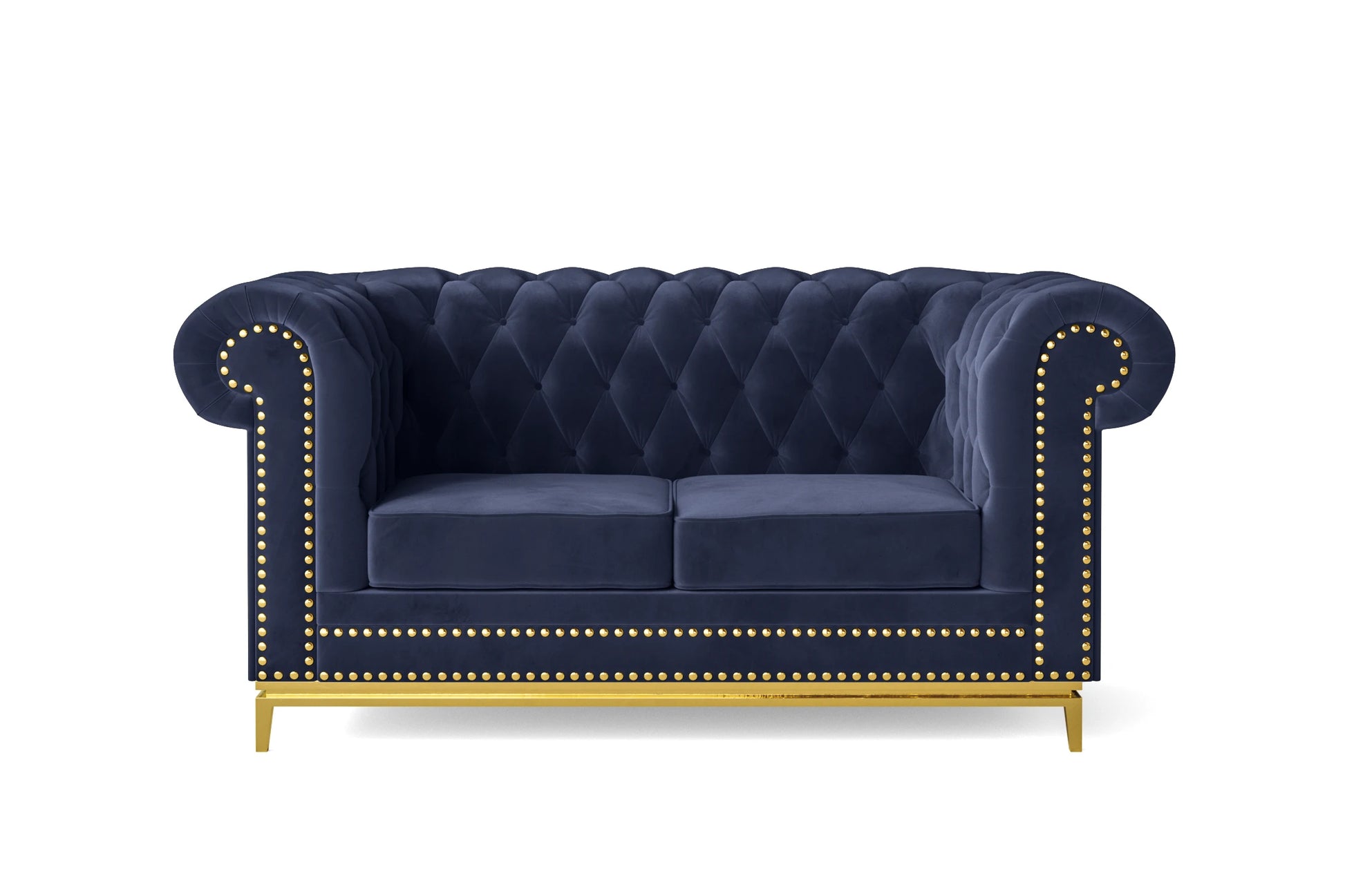 Venice 2 Seater Sofa Dark Blue Velvet