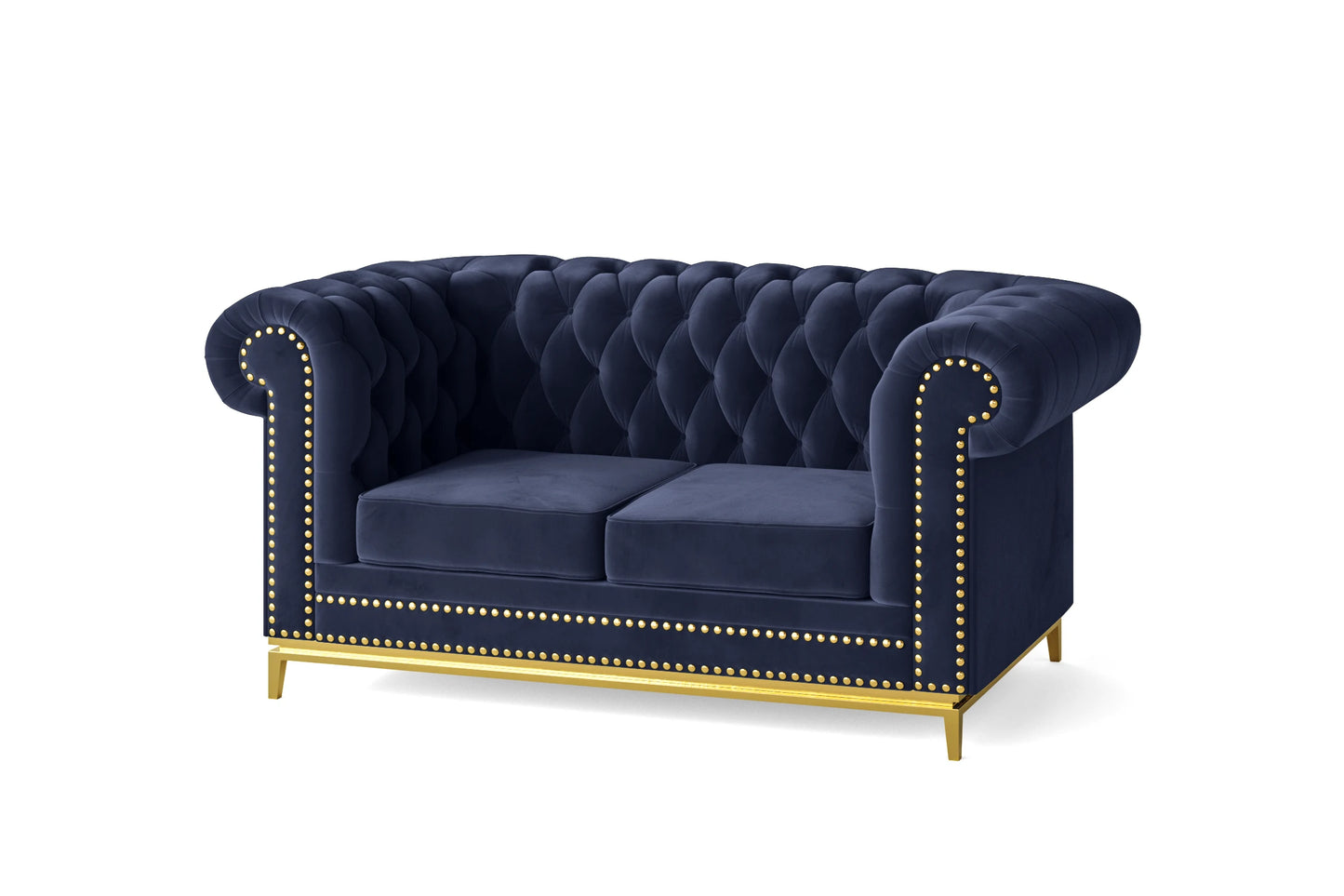 Venice 2 Seater Sofa Dark Blue Velvet