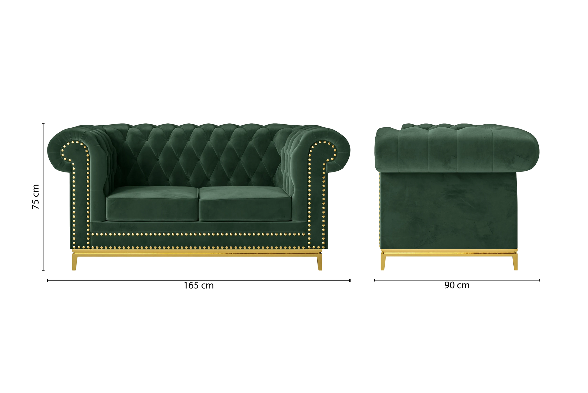 Venice 2 Seater Sofa Green Velvet