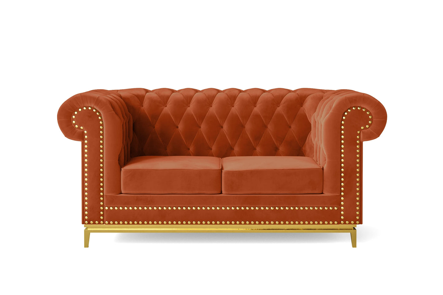 Venice 2 Seater Sofa Orange Velvet