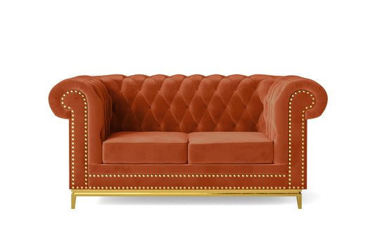 Venice 2 Seater Sofa Orange Velvet