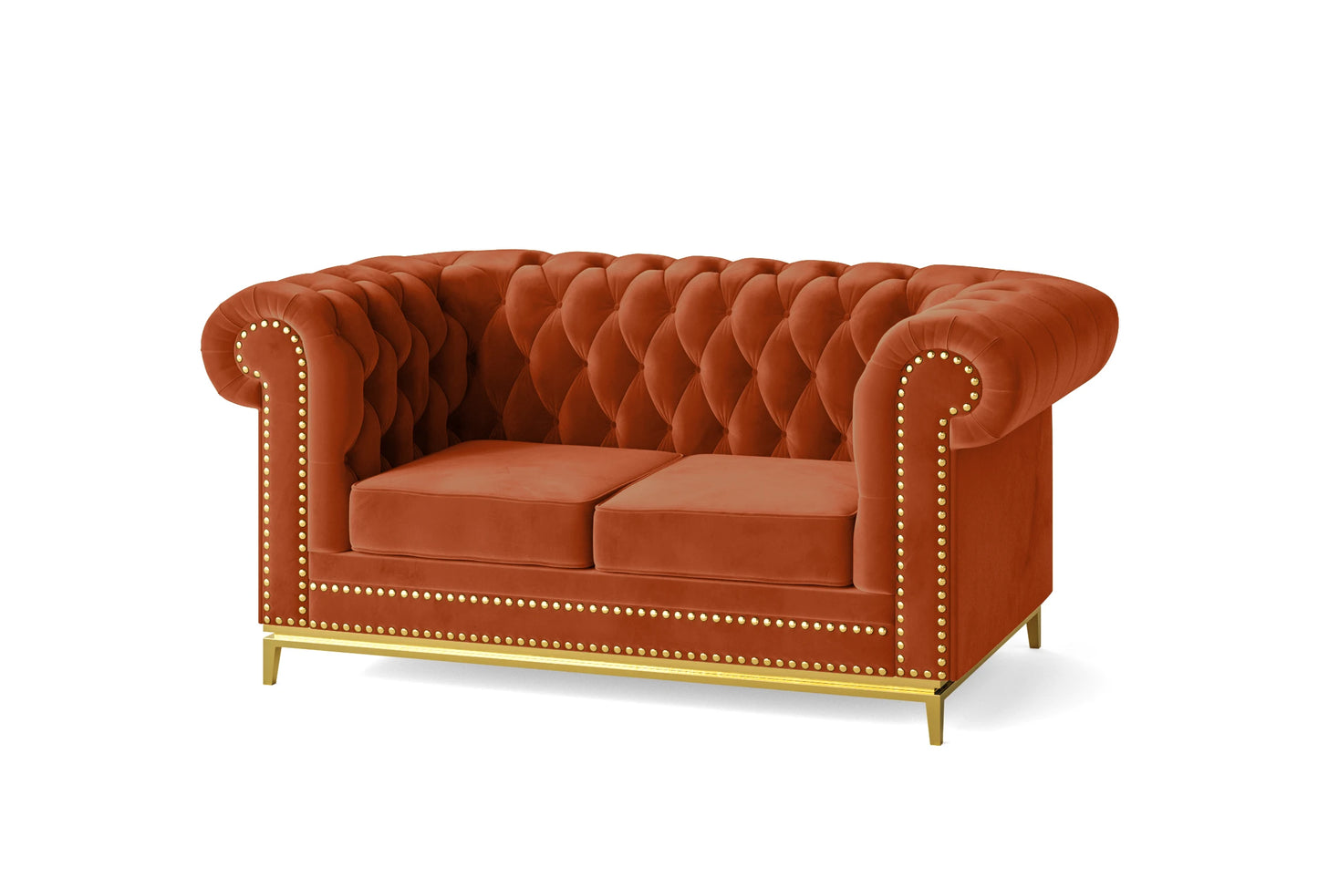 Venice 2 Seater Sofa Orange Velvet