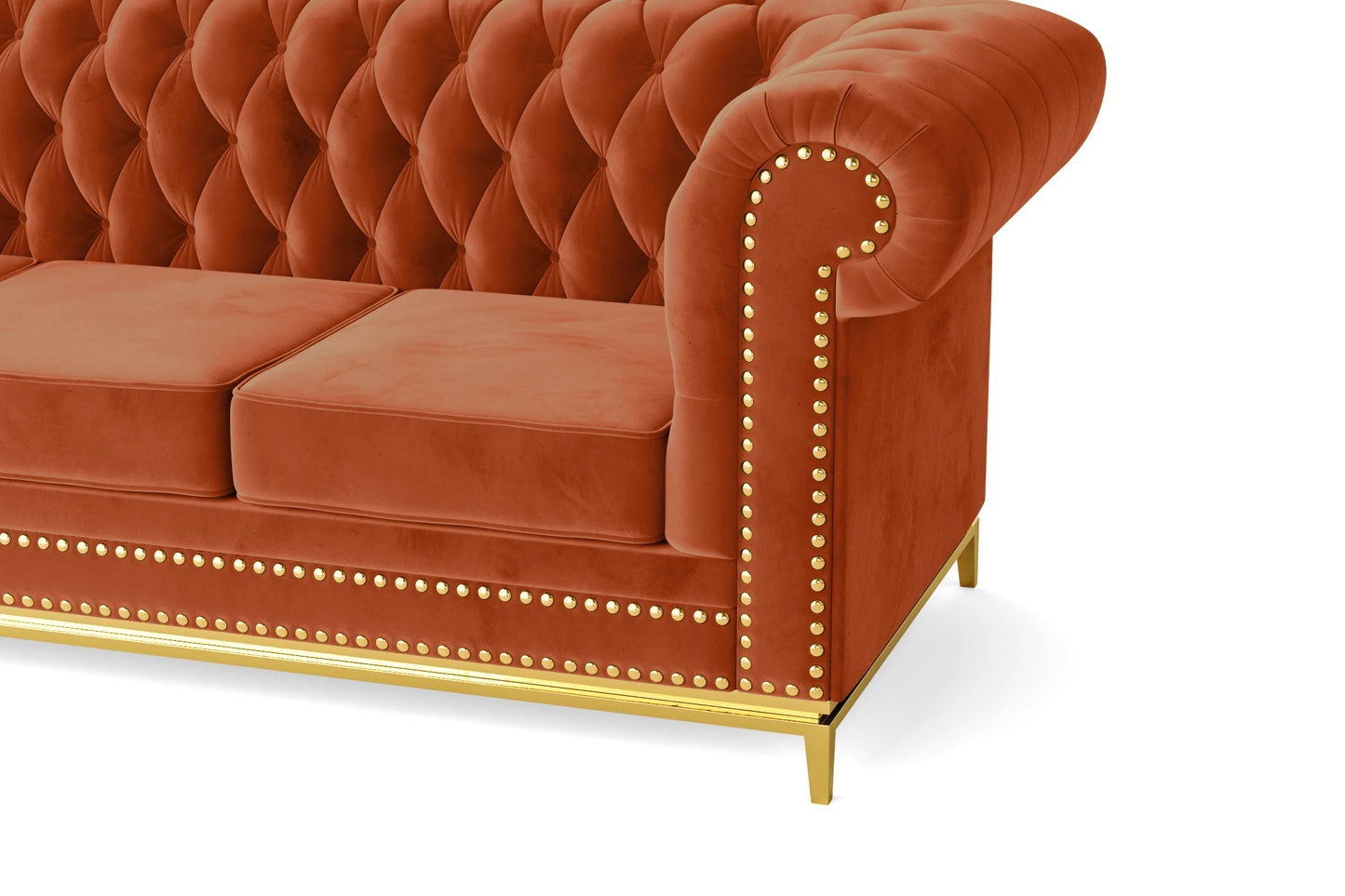 Venice 2 Seater Sofa Orange Velvet