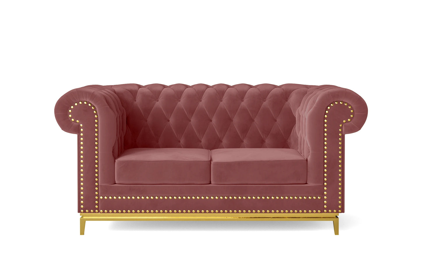 Venice 2 Seater Sofa Pink Velvet