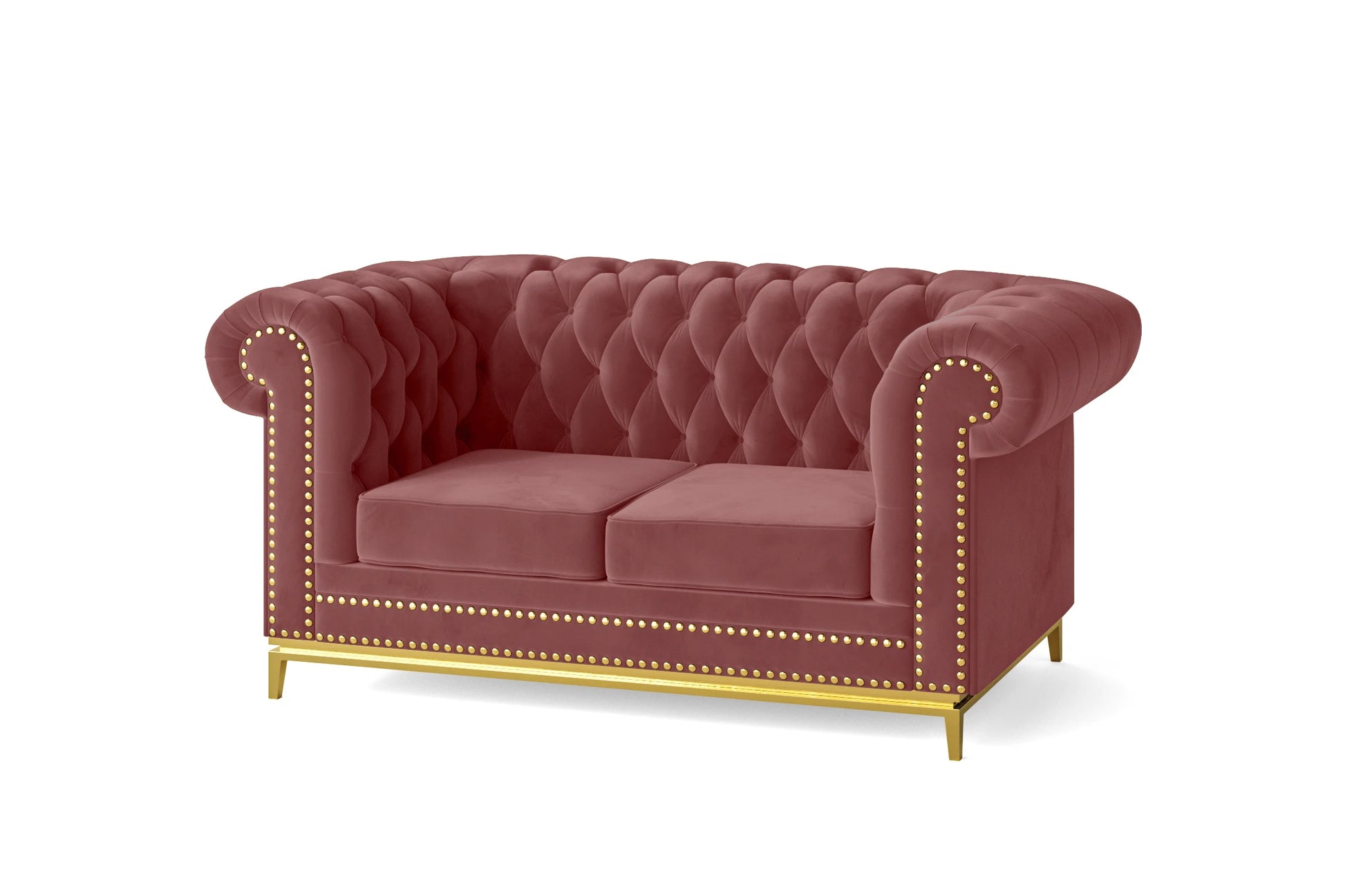 Venice 2 Seater Sofa Pink Velvet