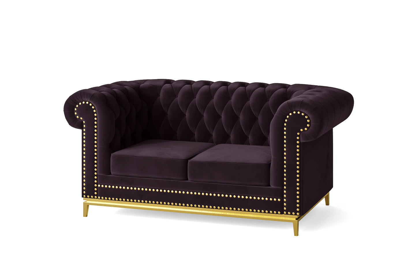 Venice 2 Seater Sofa Purple Velvet