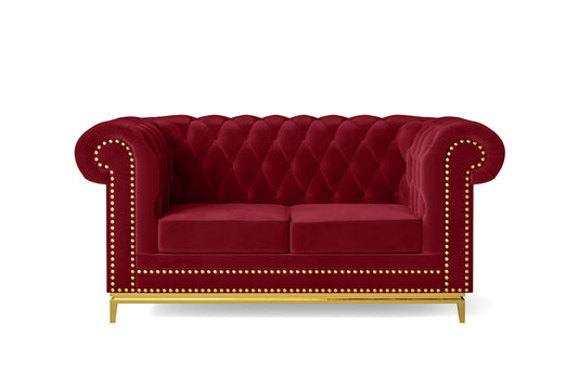 Venice 2 Seater Sofa Red Velvet