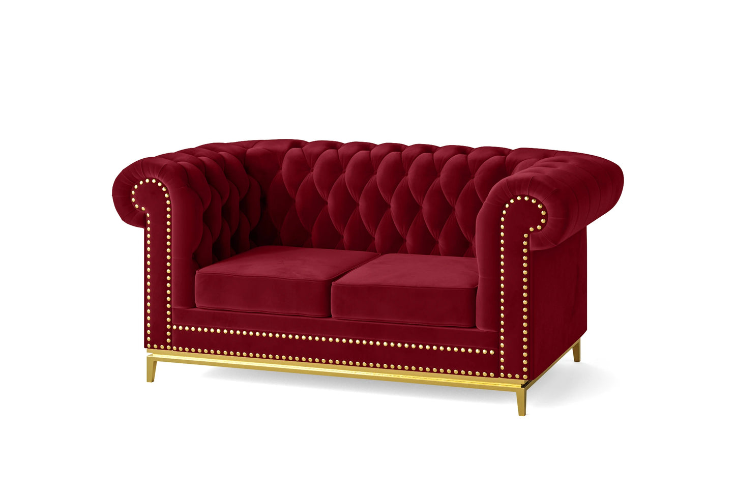 Venice 2 Seater Sofa Red Velvet