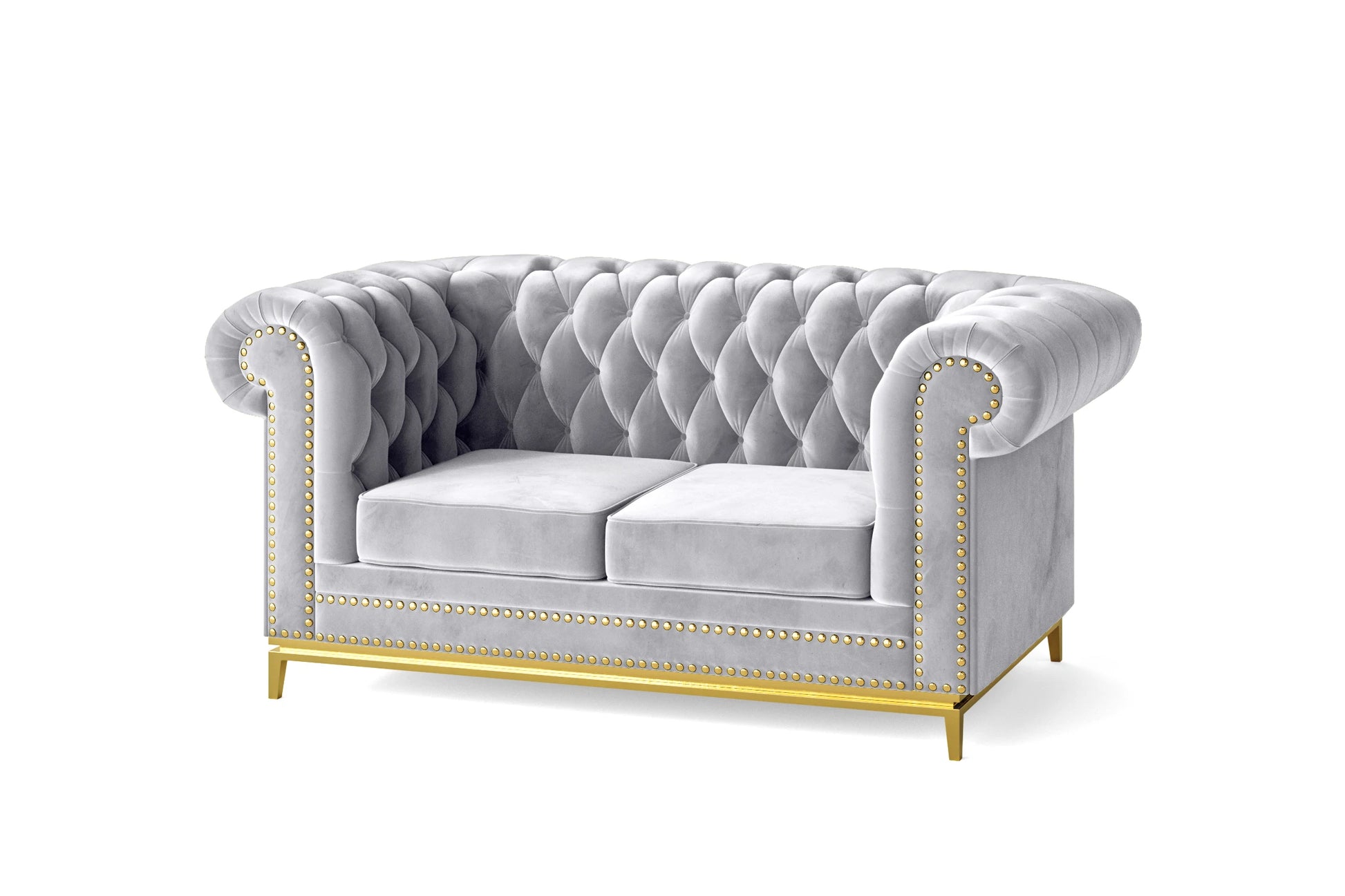 Venice 2 Seater Sofa Silver Velvet