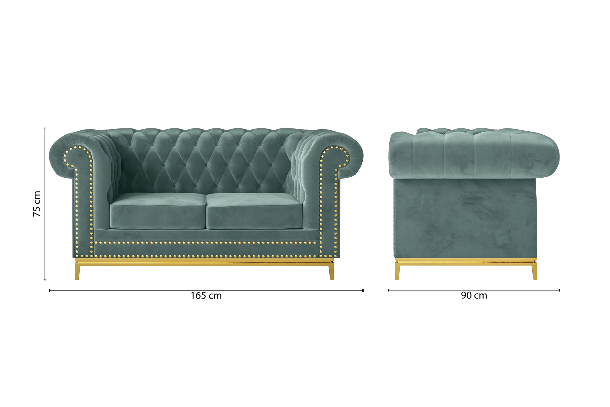 Venice 2 Seater Sofa Teal Velvet