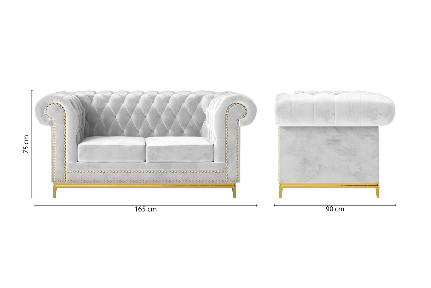 Venice 2 Seater Sofa White Velvet