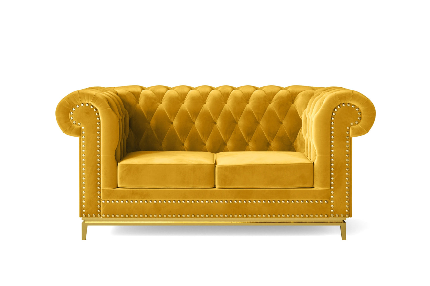 Venice 2 Seater Sofa Yellow Velvet