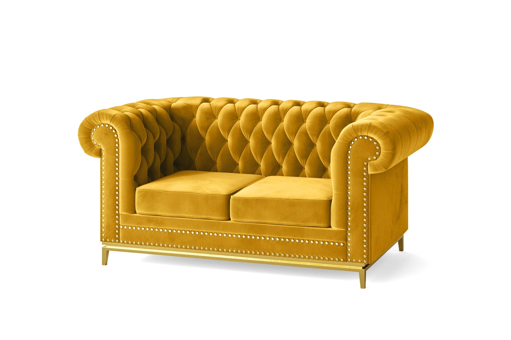 Venice 2 Seater Sofa Yellow Velvet