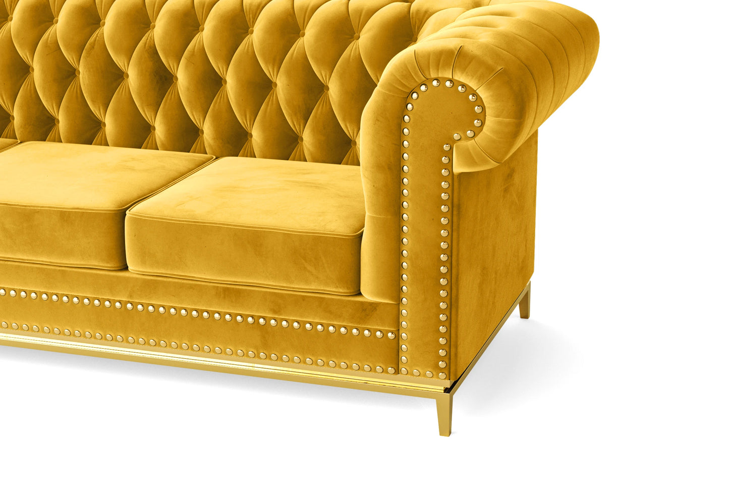 Venice 2 Seater Sofa Yellow Velvet