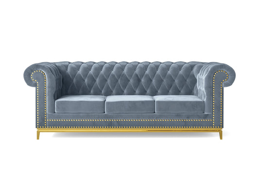 Venice 3 Seater Sofa Baby Blue Velvet