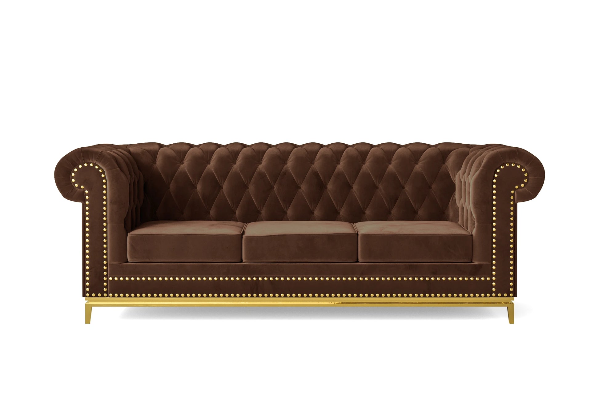 Venice 3 Seater Sofa Coffee Brown Velvet