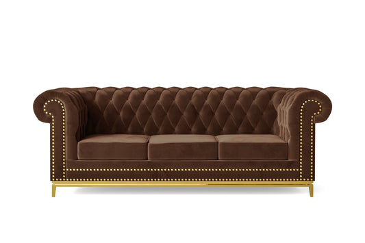 Venice 3 Seater Sofa Coffee Brown Velvet