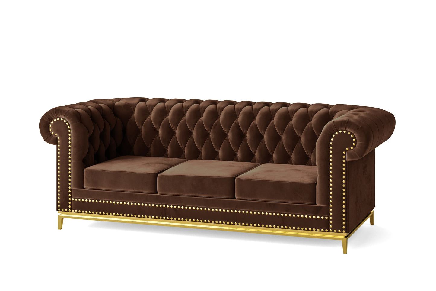 Venice 3 Seater Sofa Coffee Brown Velvet