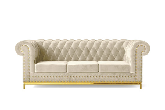 Venice 3 Seater Sofa Cream Velvet