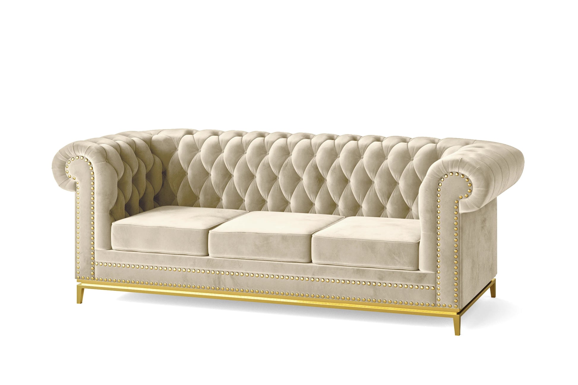 Venice 3 Seater Sofa Cream Velvet