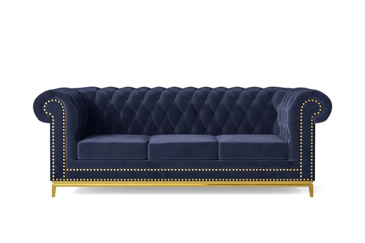 Venice 3 Seater Sofa Dark Blue Velvet