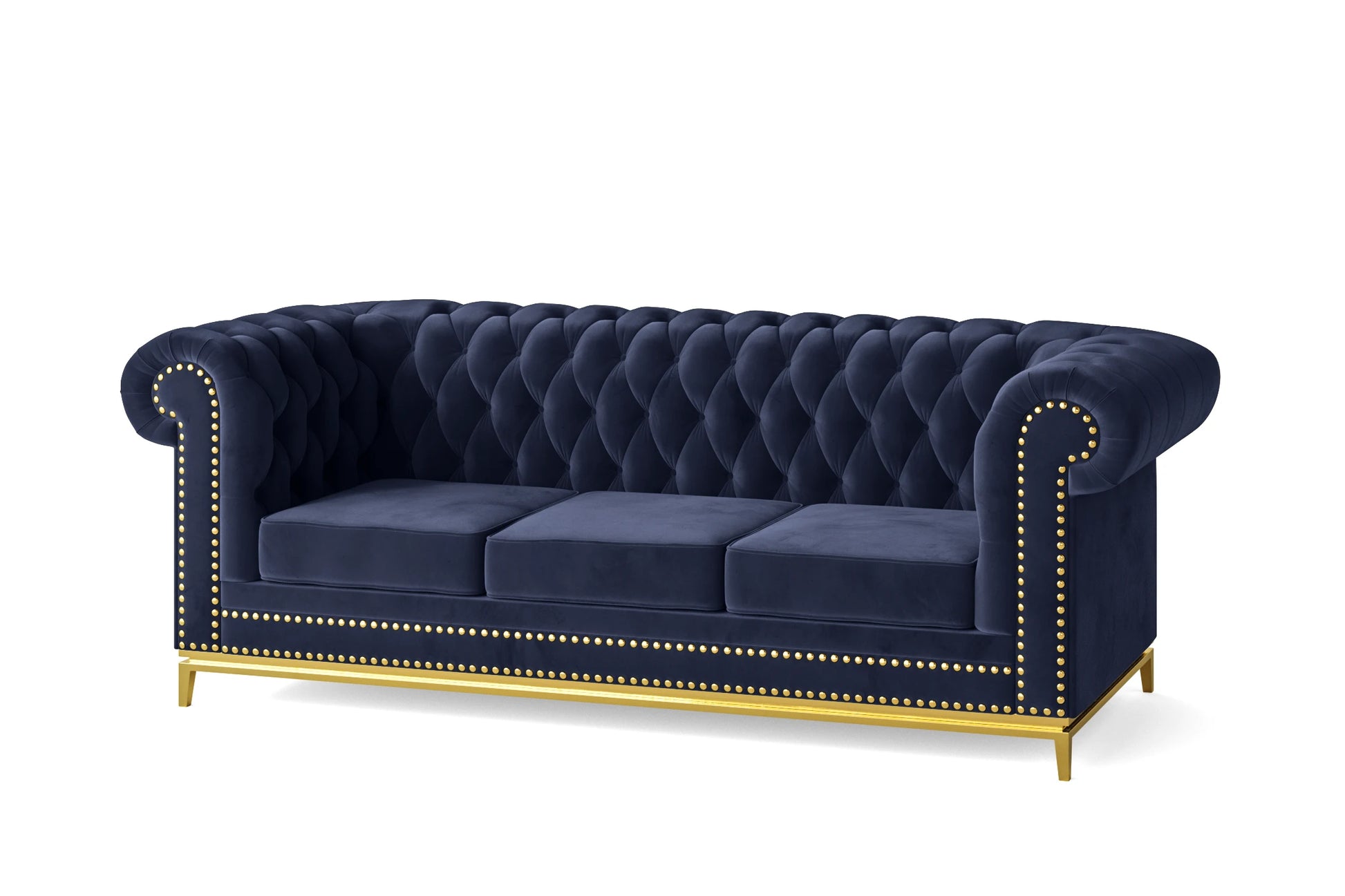 Venice 3 Seater Sofa Dark Blue Velvet