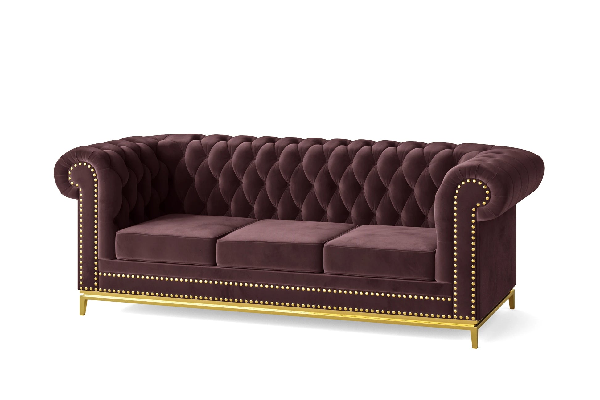 Venice 3 Seater Sofa Grape Velvet