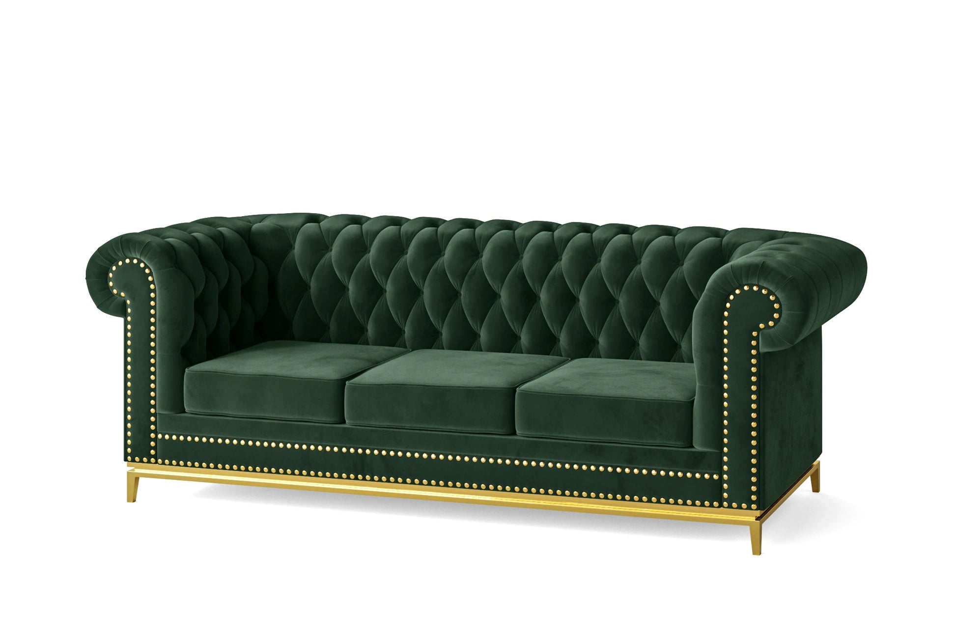 Venice 3 Seater Sofa Green Velvet