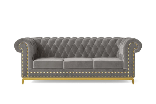 Venice 3 Seater Sofa Grey Velvet