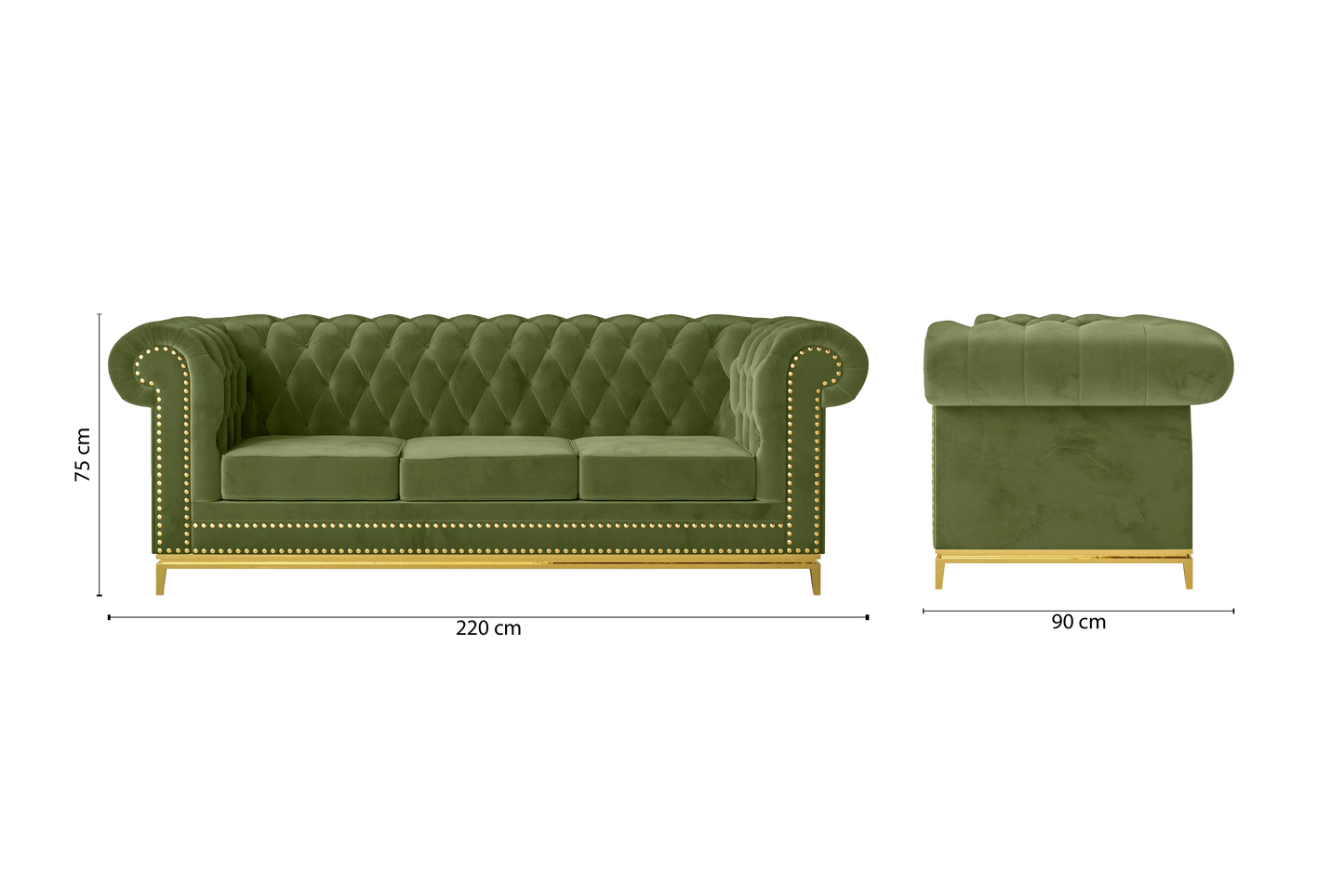 Venice 3 Seater Sofa Lime Velvet