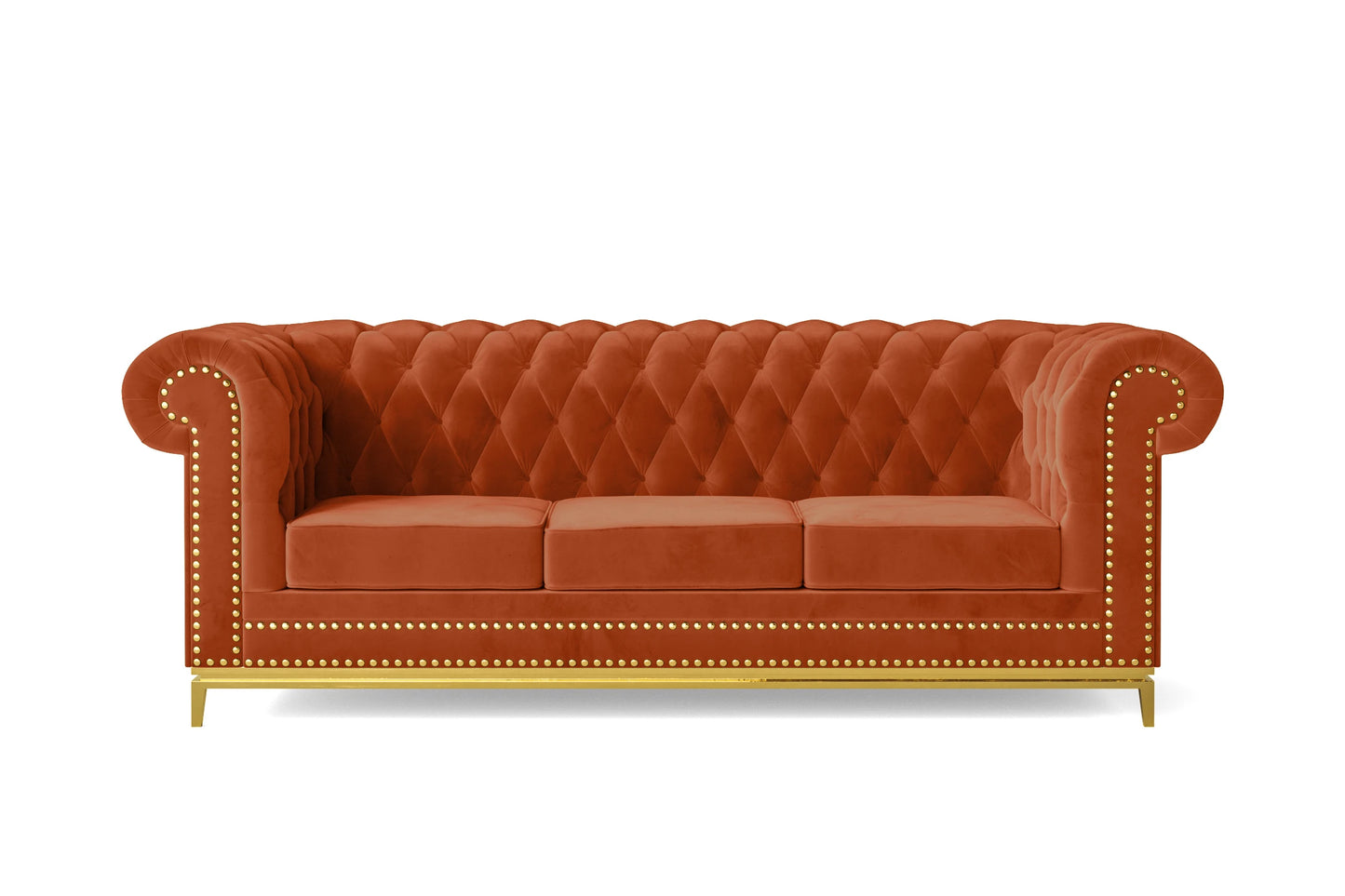 Venice 3 Seater Sofa Orange Velvet