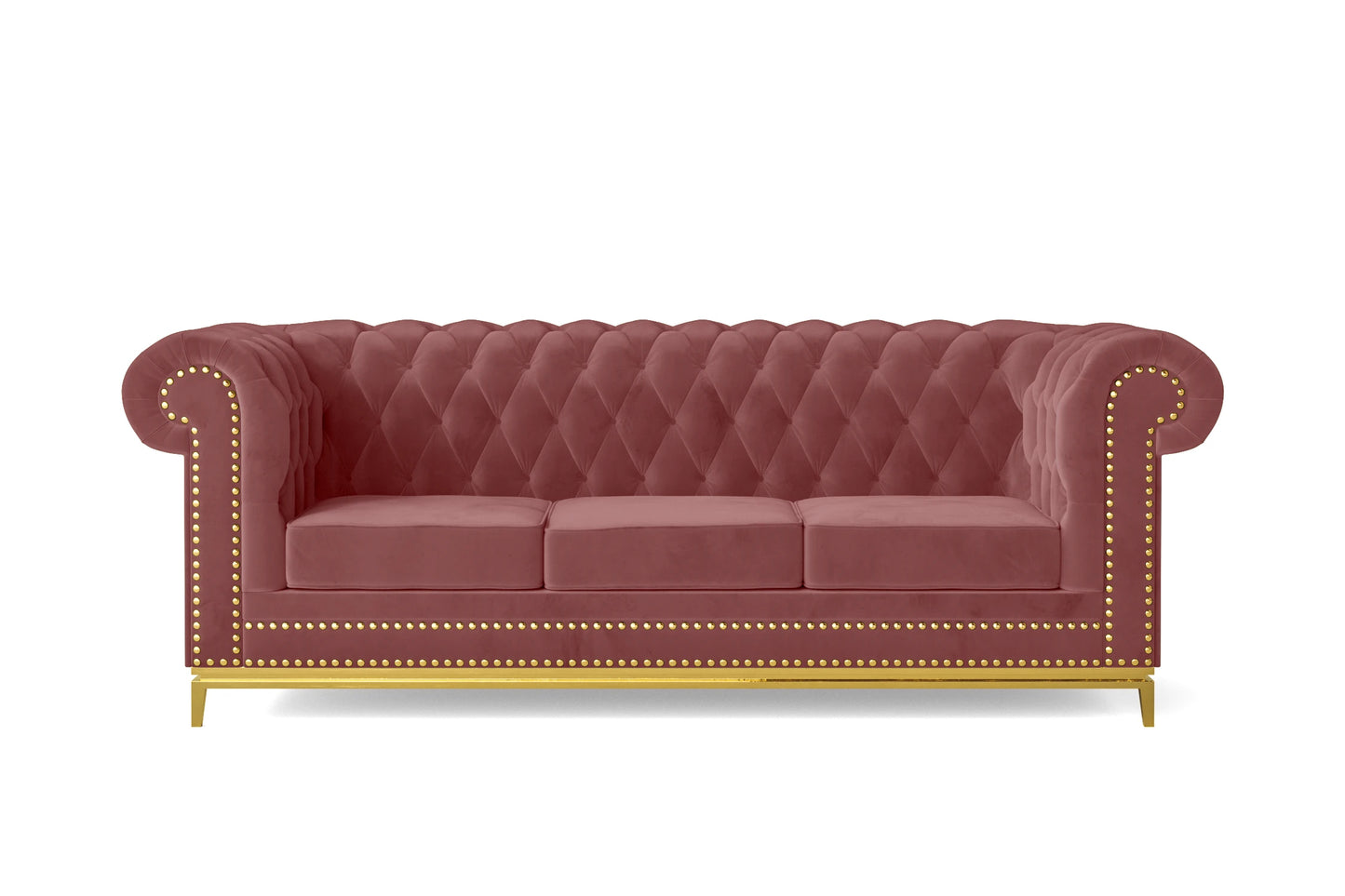 Venice 3 Seater Sofa Pink Velvet