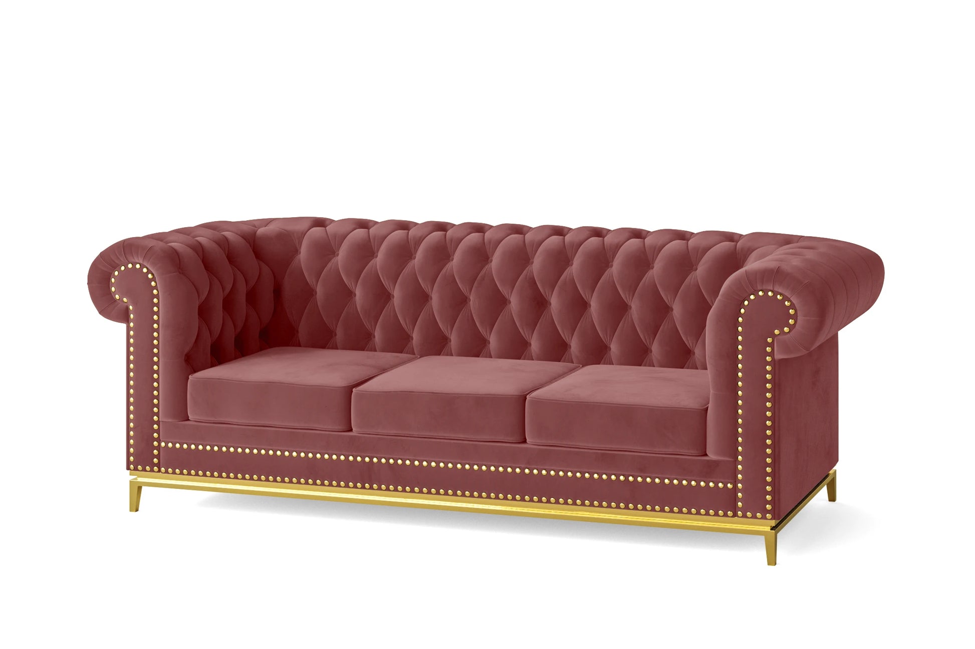 Venice 3 Seater Sofa Pink Velvet