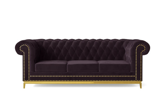 Venice 3 Seater Sofa Purple Velvet