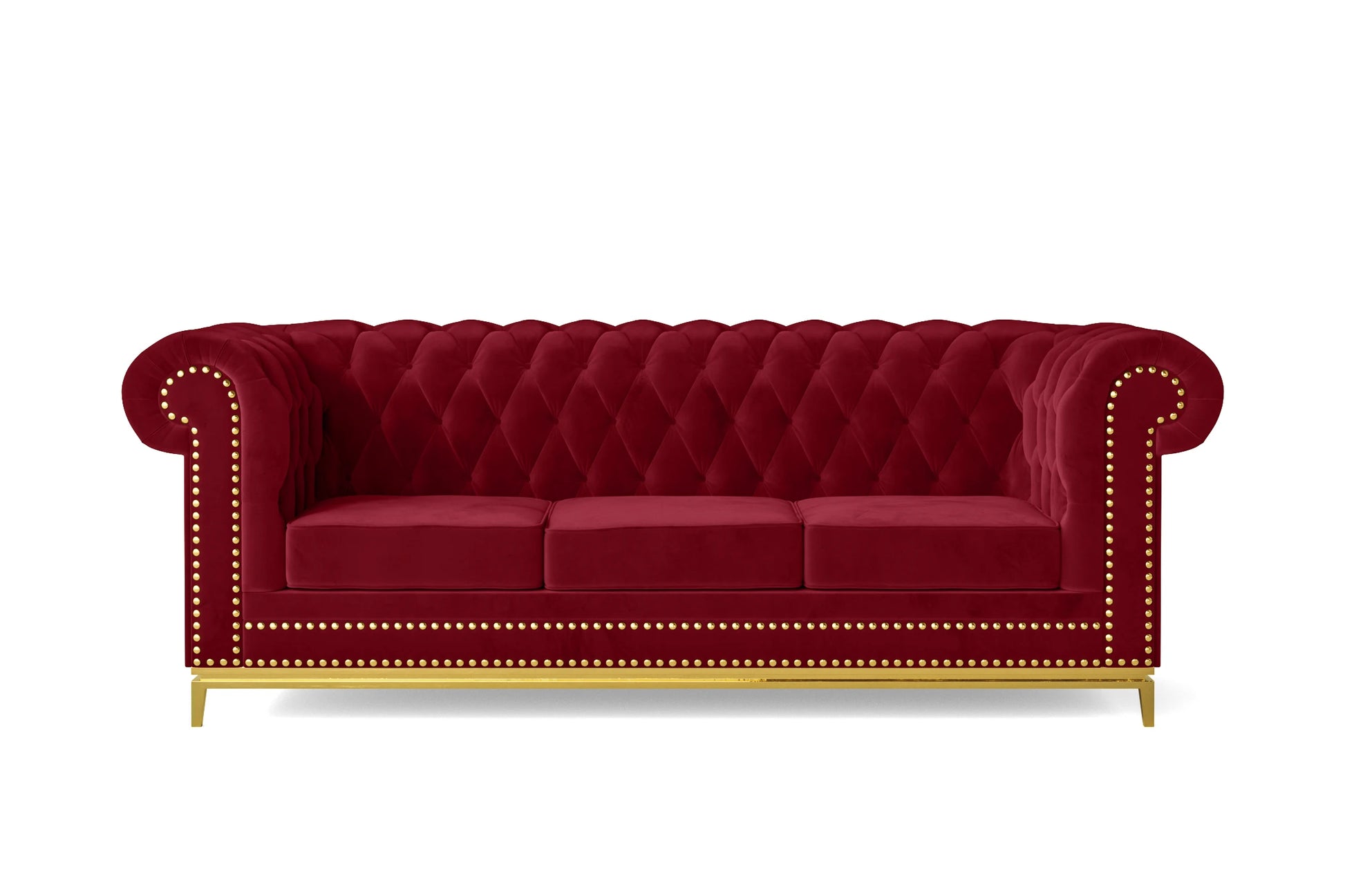 Venice 3 Seater Sofa Red Velvet