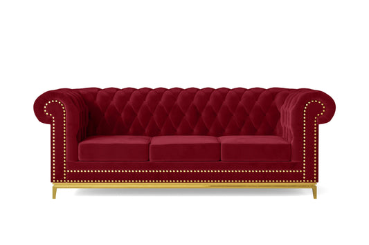 Venice 3 Seater Sofa Red Velvet