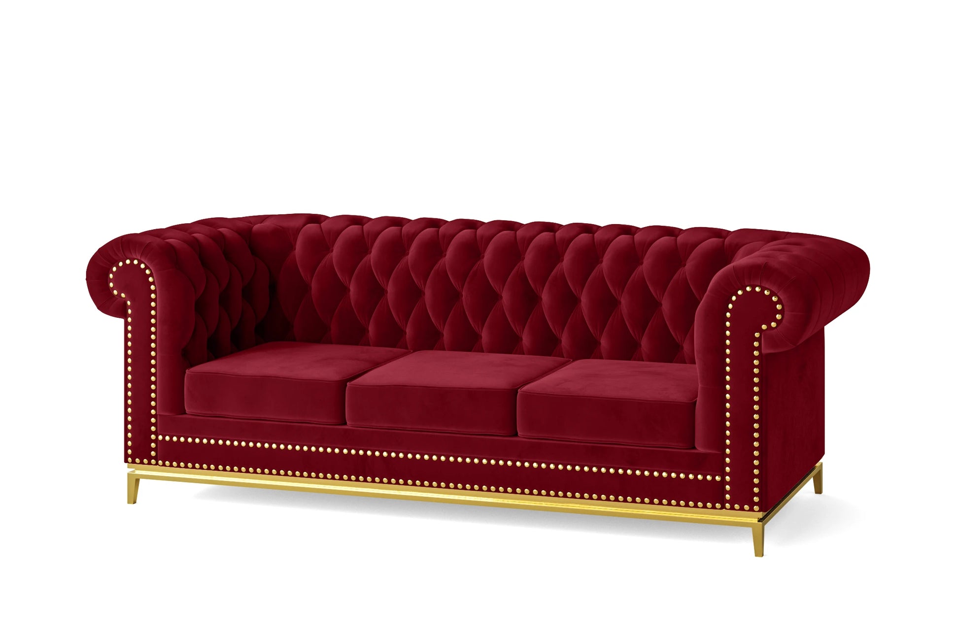 Venice 3 Seater Sofa Red Velvet