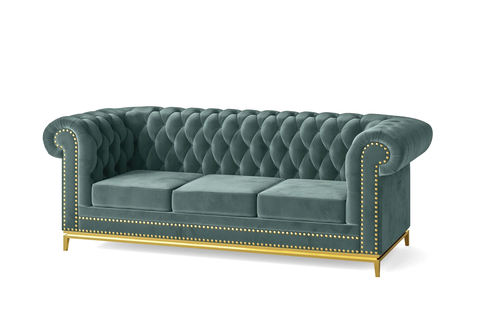 Venice 3 Seater Sofa Teal Velvet