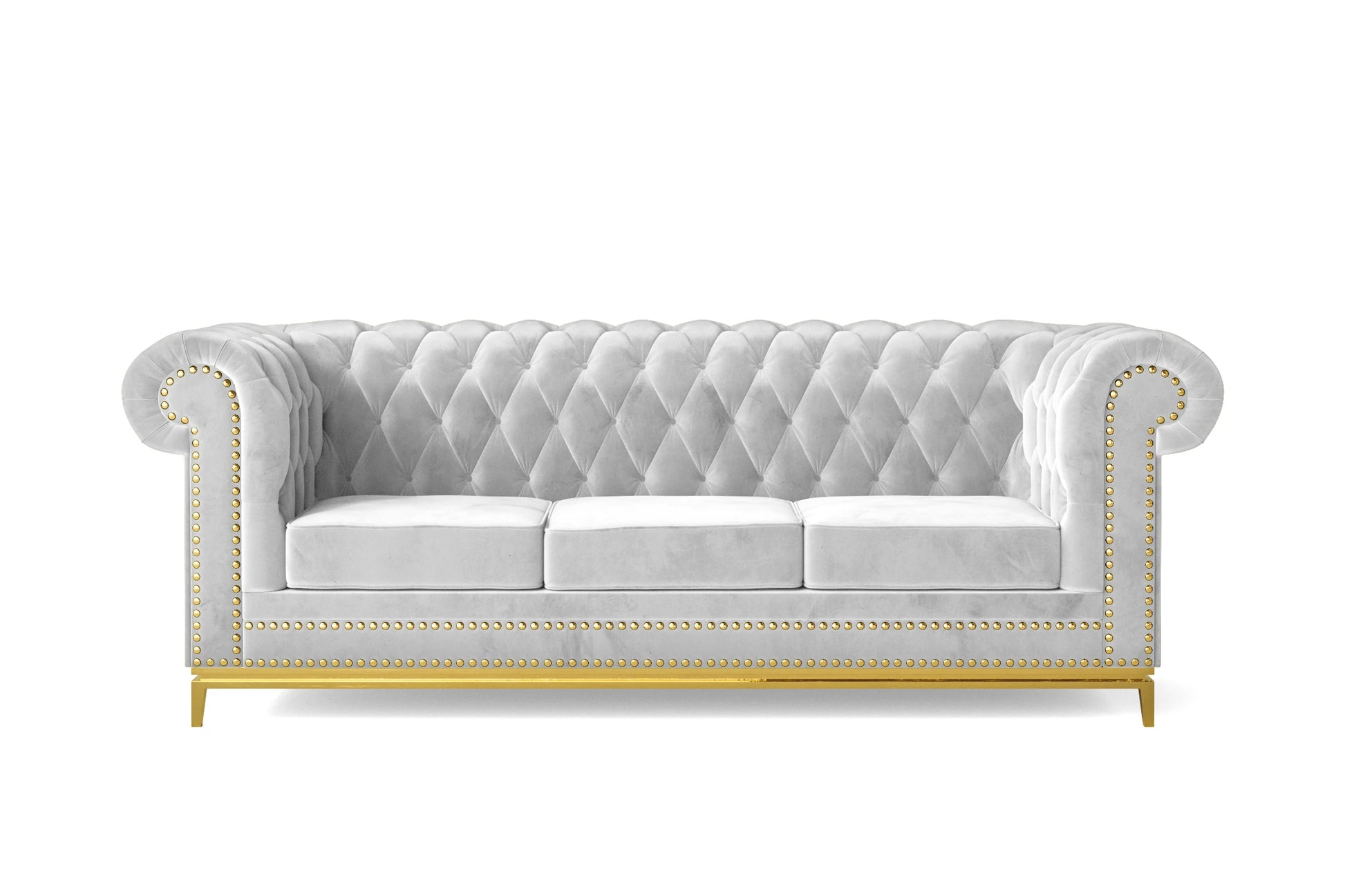 Venice 3 Seater Sofa White Velvet