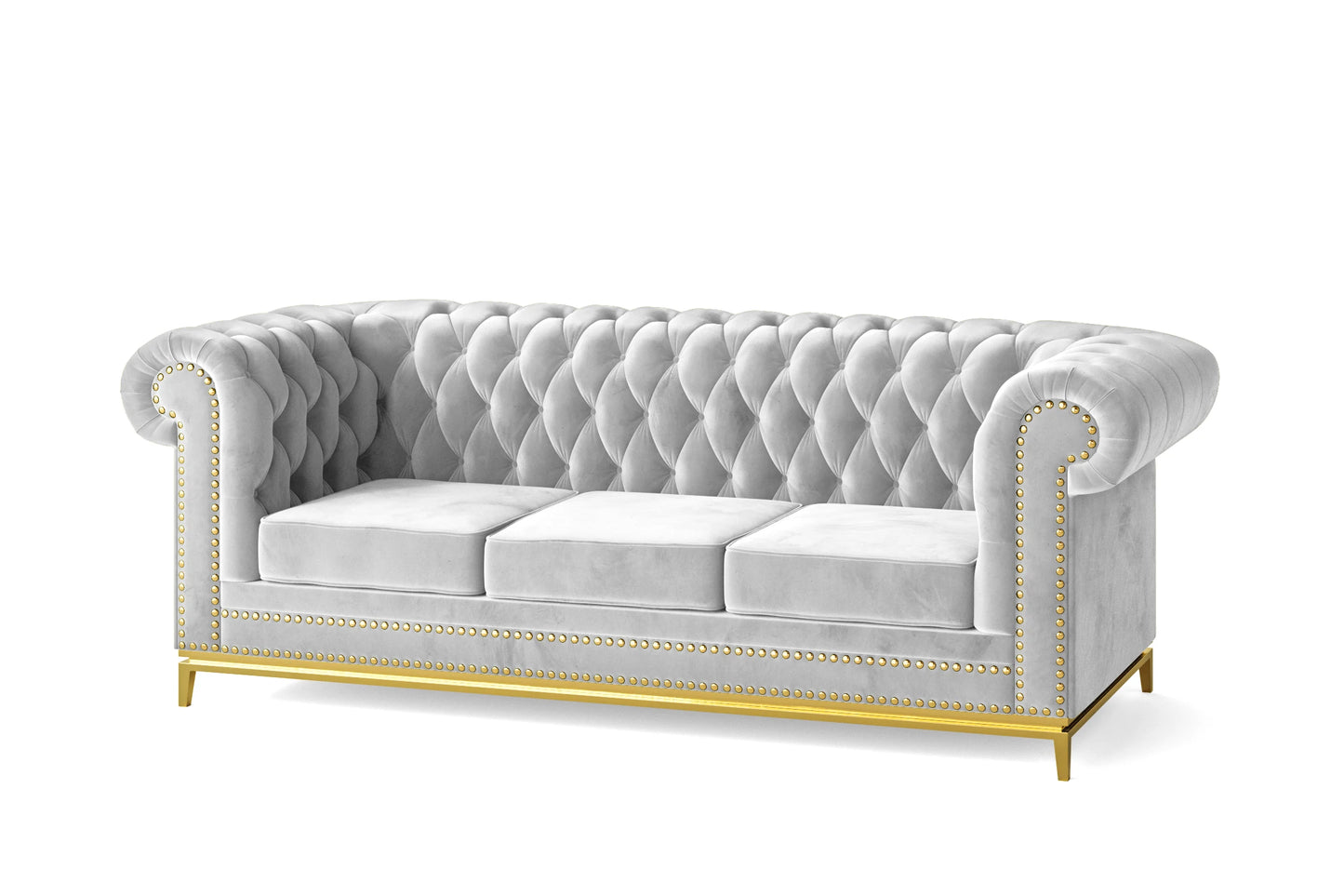 Venice 3 Seater Sofa White Velvet